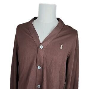 Vintage Polo Ralph Lauren Mens Brown Cardigan Sweater Size Medium